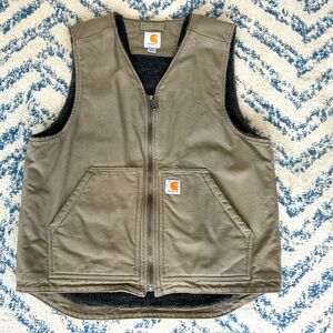 Men’s Carhartt Shearling Lined Canvas Vest, front zipper, NWOT, never worn